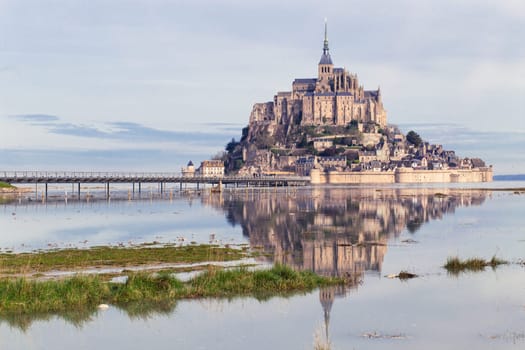 Le Mont Saint-Michel in the bay in Normandy, France