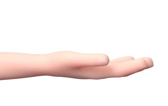Supporting Hand. 3D Cartoon Character. Isolated on White Background 3D Illustration, Donate Concept