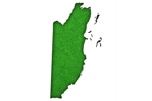 Map of Belize on green felt