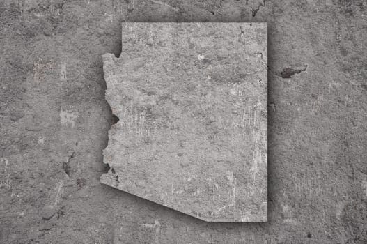 Map of Arizona on weathered concrete