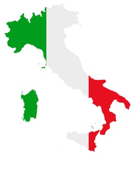 Fahne in Landkarte von Italien