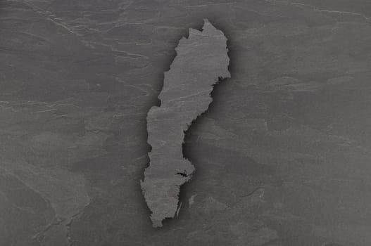 Map of Sweden on dark slate