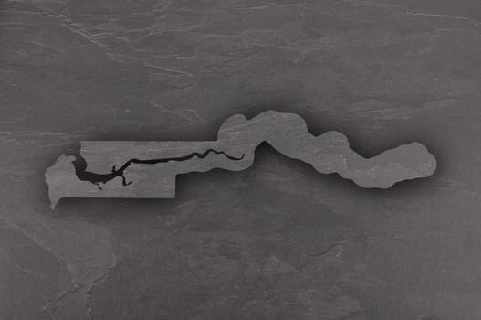 Map of The Gambia on dark slate