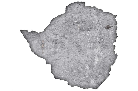 Map of Zimbabwe on weathered concrete