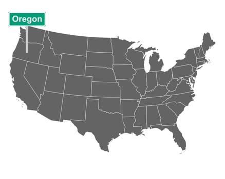 Oregon state limit sign and map of USA