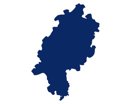 Karte von Hessen in blauer Farbe