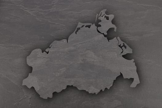 Map of Mecklenburg-Vorpommern on dark slate