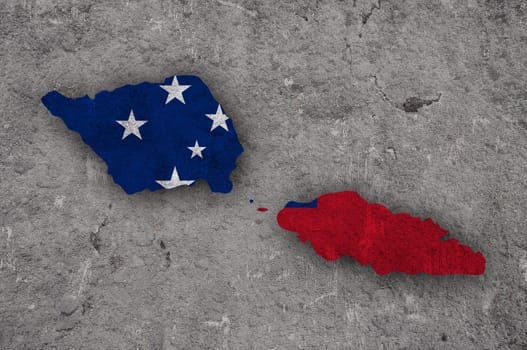 Map and flag of Samoa on weathered concrete