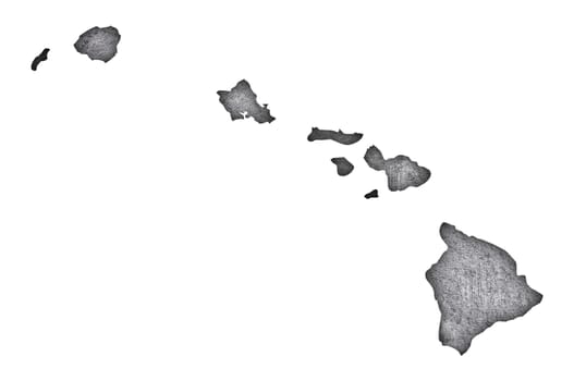 Map of Hawaii on weathered concrete