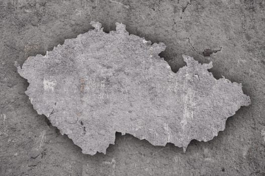 Map of Czech Republic on weathered concrete
