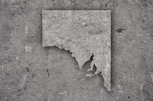 Map of South Australia on weathered concrete