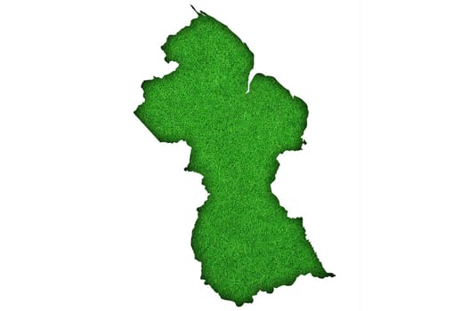 Map of Guyana on green felt