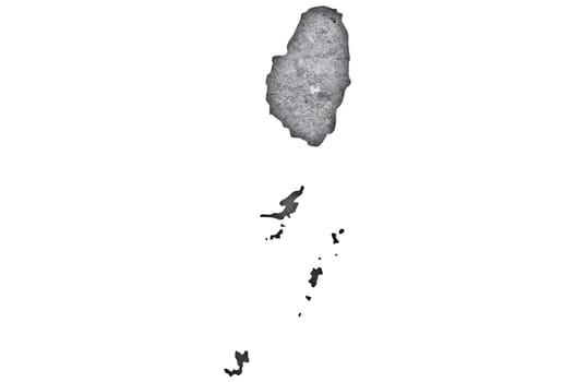 Map of Saint Vincent and the Grenadines on weathered concrete