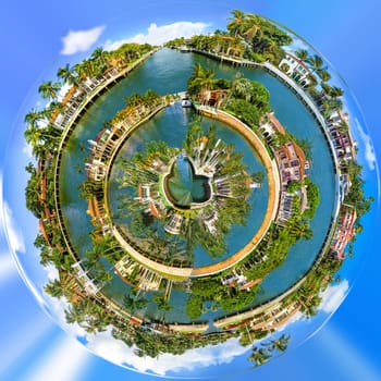 Collage about luxury mansion in exclusive part of Fort Lauderdale known as small Venice