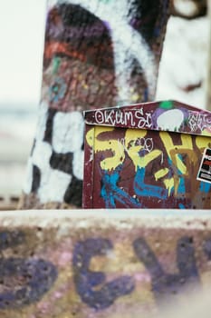 Close up picture of urban city graffity