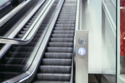 Travelling scene, train station, stairway out of metal