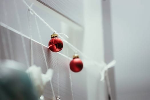 Christmas decoration: Close up of red Christmas baubles