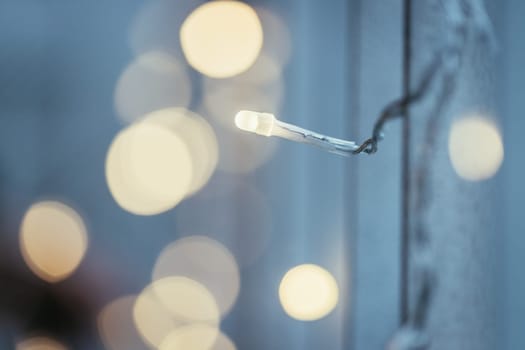 Closeup picture of christmas lightning and decoration, shiny background