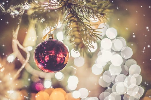 Close up of Christmas decoration on the Christmas market. Christmas bauble.