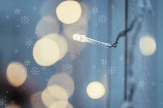 Closeup picture of christmas lightning and decoration, shiny background