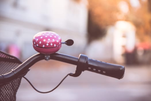 Colorful bike bell, urban city life