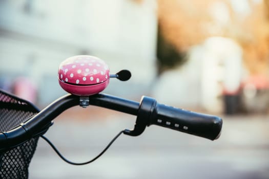 Colorful bike bell, urban city life