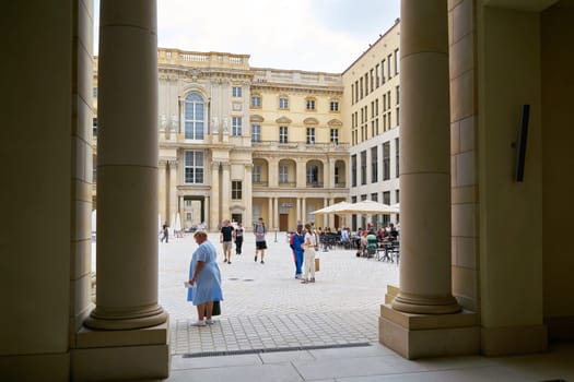 Entrance area of the Humboldt Forum, newly built according to a historical model, with a view of the Schlueterhof