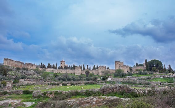 General view of Trujillo medieval town from west outskirts. Caceres, Extremadura Spain