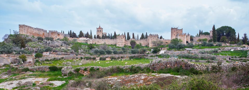 General view of Trujillo medieval town from west outskirts. Caceres, Extremadura Spain