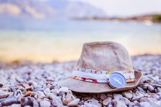 Summer holiday vacation accessories on beach, Italy