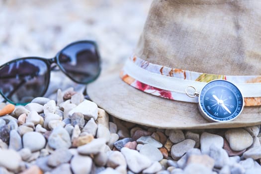 Summer holiday vacation accessories on beach, Italy