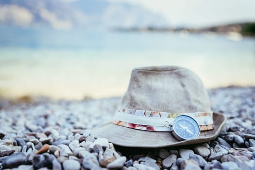 Summer holiday vacation accessories on beach, Italy