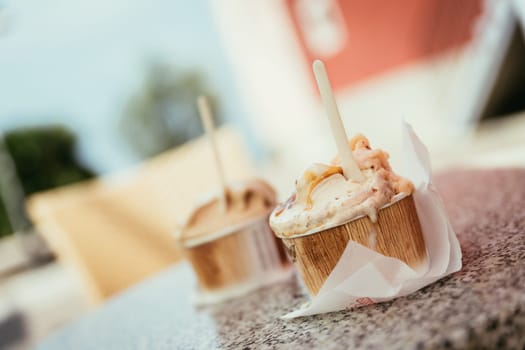 Italian ice cream at gelateria, sundae, Italy