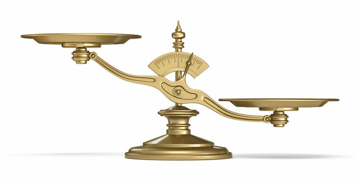 Golden scale 3D render illustration isolated on white background