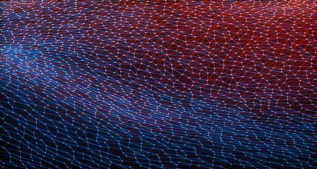 Abstract background. Colorful mesh interconnected lines. Cloud computing concept. 3D illustration.