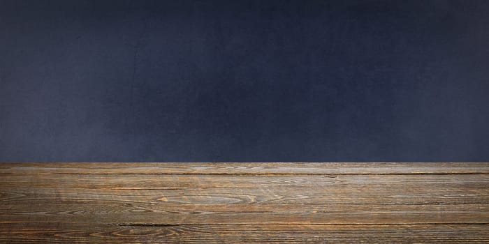 The background is blank wooden boards and a textured plastered wall with lighting and vignetting. For product demonstrations, free space, layout, mockup, perspective board, background board.
