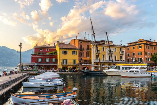 Beautiful Italian village near the sea, evening scenery