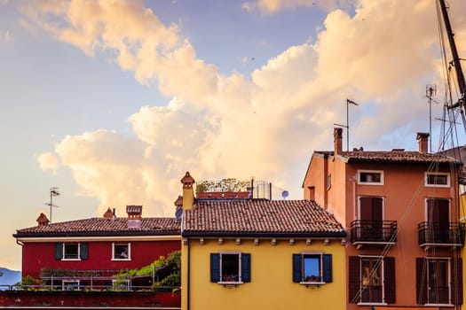 Beautiful Italian village near the sea, evening scenery