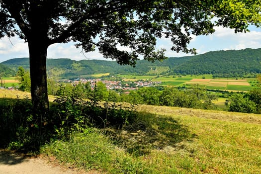panoramic view to the Swabian highlands in Germany