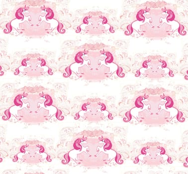 Seamless pattern with cute unicorns