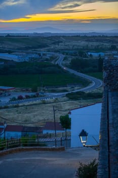 Galisteo, beautiful walled town from Alagon Valley. Overview from west wall. Extremadura, Spain
