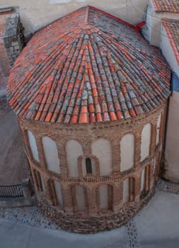 Mudejar apse of Church of Our Lady of the Assumption at Galisteo, beautiful walled town from Alagon Valley, Extremadura, Spain