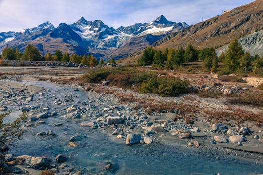 Small mountain stream in the Swiss Alps near Zermatt