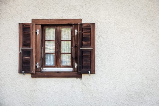 Fragment of a wall of a house in a Swiss alpine village