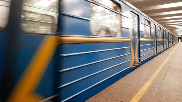 Ukraine, Kiev - September 06, 2019: train cars at the metro station.