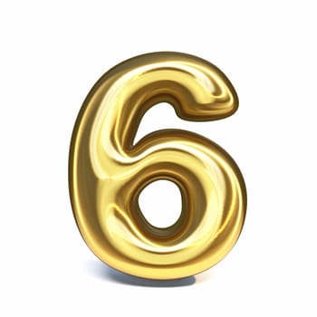 Golden font Number 6 SIX 3D rendering illustration isolated on white background