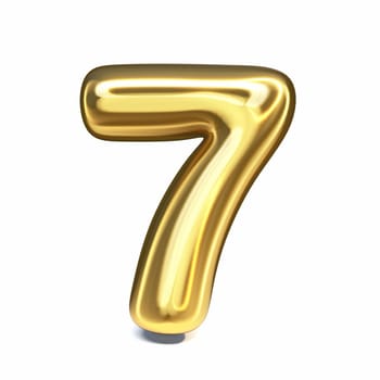 Golden font Number 7 SEVEN 3D rendering illustration isolated on white background