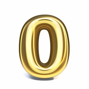 Golden font Number 0 ZERO 3D rendering illustration isolated on white background