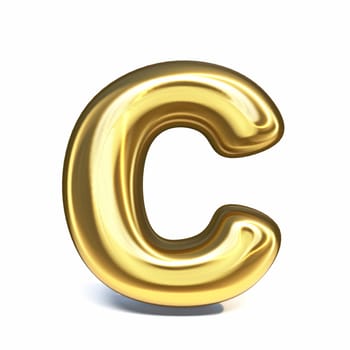 Golden font Letter C 3D rendering illustration isolated on white background