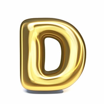 Golden font Letter D 3D rendering illustration isolated on white background